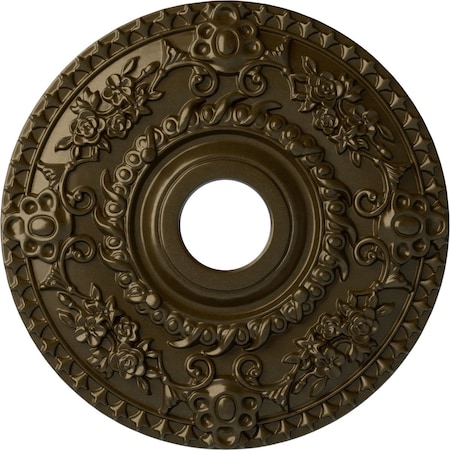 Ekena Millwork Rose Ceiling Medallion (Fits Canopies up to 7 1/4"), Hand-Painted Brass, 18"OD x 3 1/2"ID x 1 1/2"P CM18ROBRS